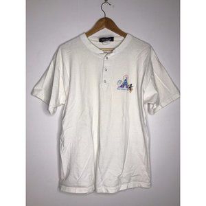 Vintage Walt Disney World Short Sleeve Single Stitch Henley Large XL Shirt